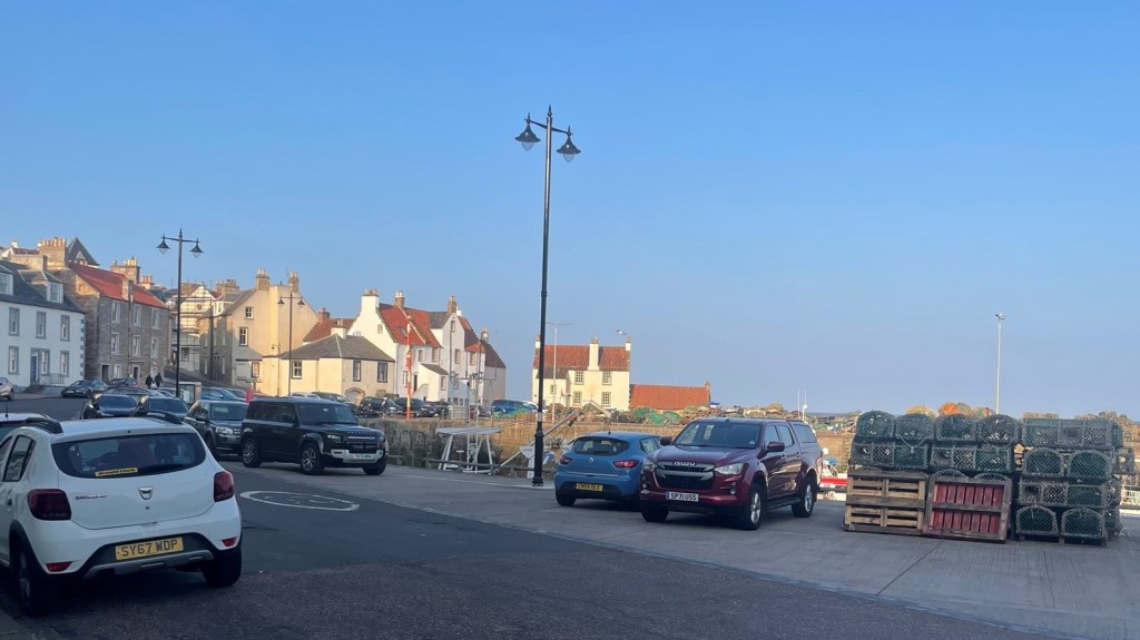 A blue sky over Fife in the East coast of Scotland