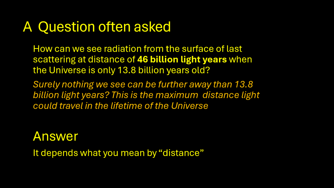 What do we mean by disatnces in cosmology